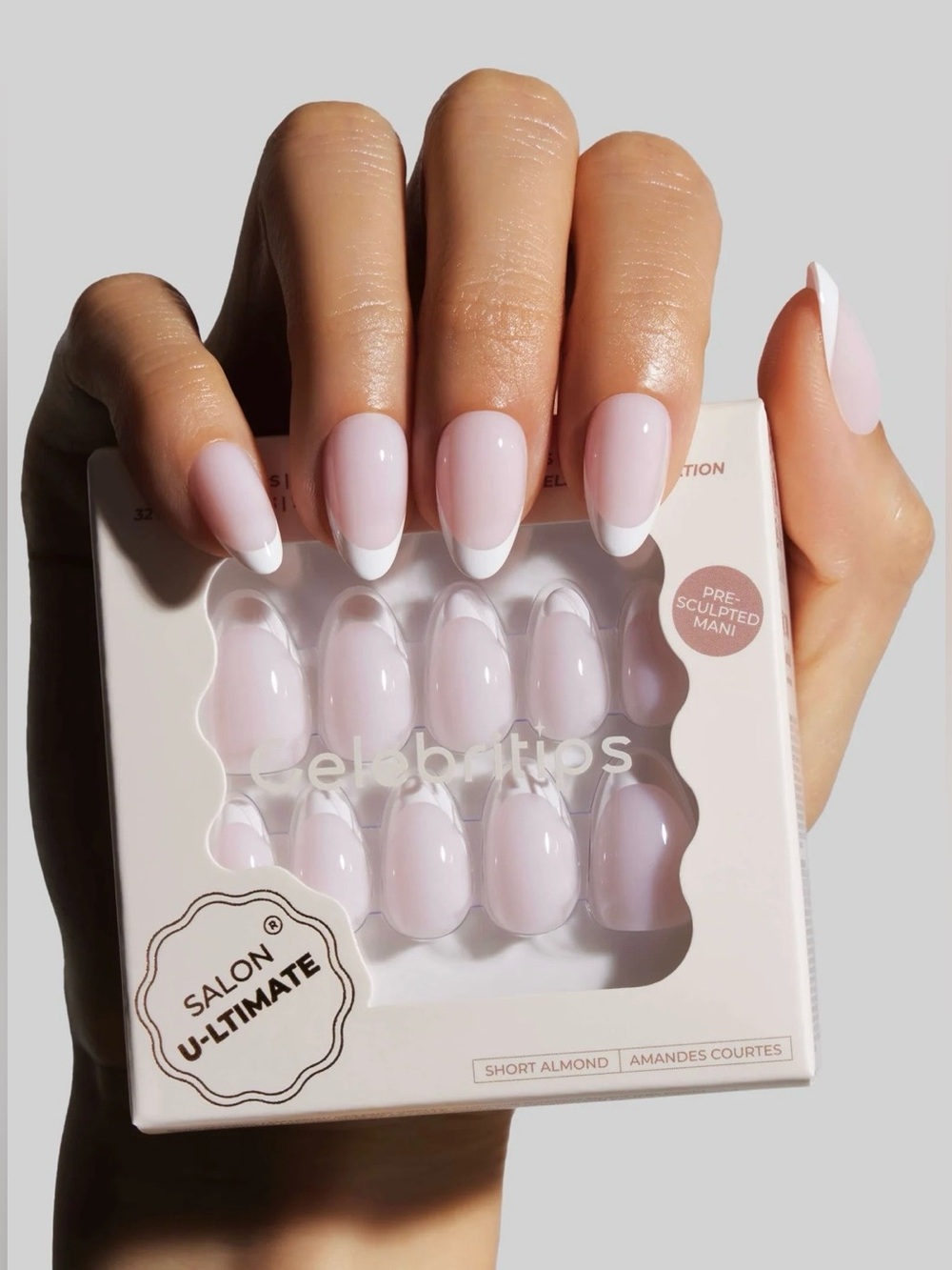 Celebritips Short Almond Press-On Nails in Soft Pink French nib